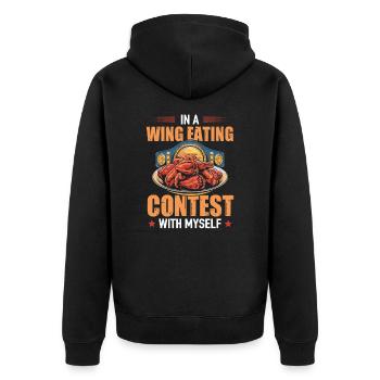 Chicken Wings Wettessen Wing Eating Contest - Unisex Premium Bio Zip Hoodie - Schwarz - Hinten - Nico (187cm)