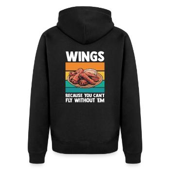 Wings Because You Can't Fly Without 'Em - Unisex Premium Bio Zip Hoodie - Schwarz - Hinten - Nico (187cm)