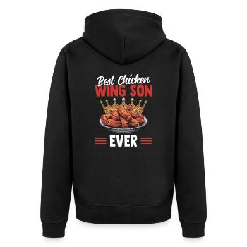 Best Chicken Wing Son Ever Hühnchenflügel Söhne - Unisex Premium Bio Zip Hoodie - Schwarz - Hinten - Nico (187cm)