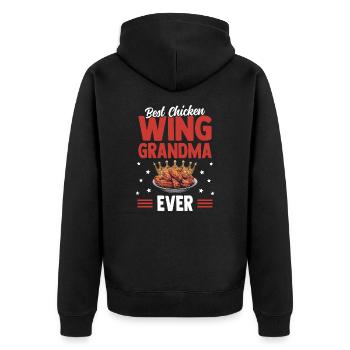Best Chicken Wing Grandma Ever Chicken Wings - Unisex Premium Organic Zip Hoodie - black - Back - Nico (187cm)