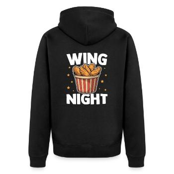 Lustig Wing Night Chicken Wings Knusprige Flügel - Unisex Premium Bio Zip Hoodie - Schwarz - Hinten - Nico (187cm)