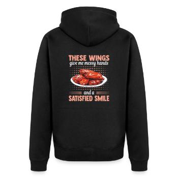 Hot Chicken Wings Buffalo Sauce Messy Hands - Unisex Premium Organic Zip Hoodie - black - Back - Nico (187cm)