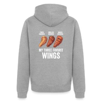 Chicken Wings Lustig Frittiert Gegrillt Gebacken - Unisex Premium Bio Zip Hoodie - Grau meliert - Hinten - Nico (187cm)