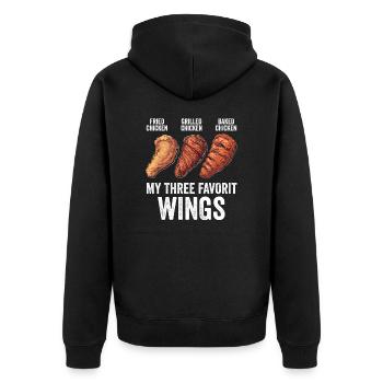 Chicken Wings Lustig Frittiert Gegrillt Gebacken - Unisex Premium Bio Zip Hoodie - Schwarz - Hinten - Nico (187cm)
