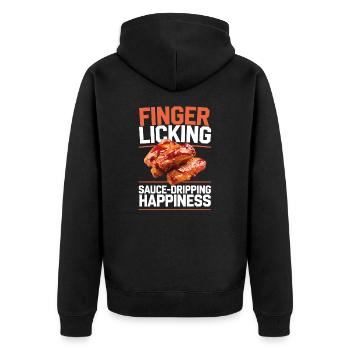 Chicken Wings Fast Food Lover Gift - Unisex Premium Organic Zip Hoodie - black - Back - Nico (187cm)