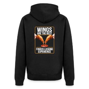 Les ailes sont la meilleure expérience de léchage de doigts - Veste à capuche bio Premium Unisexe - noir - Dos - Nico (187cm)