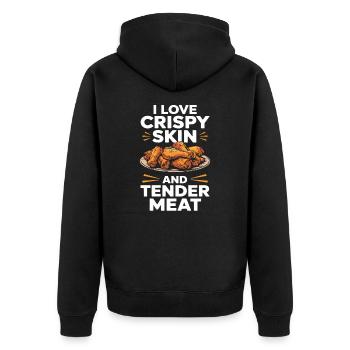 Chicken Wings Lover Crispy Skin Tender Meat - Unisex Premium Organic Zip Hoodie - black - Back - Nico (187cm)