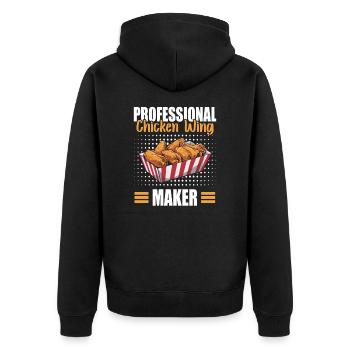 Professional Chicken Wing Maker Chicken Wings - Unisex Premium Organic Zip Hoodie - black - Back - Nico (187cm)