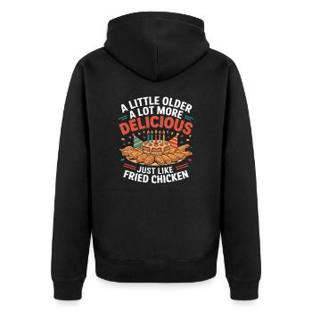 Chicken Wings Birthday Fast Food Lover - Unisex Premium Organic Zip Hoodie - black - Back - Nico (187cm)