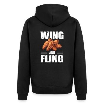 Chicken Wings Liebhaber Wing And Fling - Unisex Premium Bio Zip Hoodie - Schwarz - Hinten - Nico (187cm)