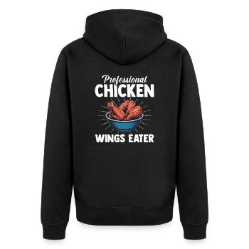 Mangeur professionnel d’ailes de poulet Hühnerflügel - Veste à capuche bio Premium Unisexe - noir - Dos - Nico (187cm)