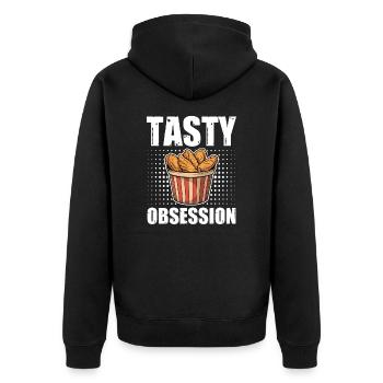 Hot & Spicy Chicken Wings Tasty Obesssion - Unisex Premium Bio Zip Hoodie - Schwarz - Hinten - Nico (187cm)