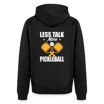 Paddle Ball Player Gift Less Talk Pickleball - Unisex Premium Organic Zip Hoodie - black - Back - Nico (187cm)