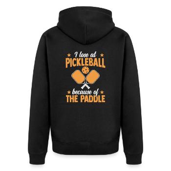 Je perds au pickleball à cause de la raquette - Veste à capuche bio Premium Unisexe - noir - Dos - Nico (187cm)