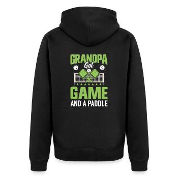 Pickleball Grandpa Paddleball Grandfather Paddle Game - Unisex Premium Organic Zip Hoodie - black - Back - Nico (187cm)