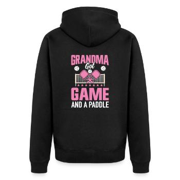 Pickleball Granny Paddleball Grandmother Paddle Game - Unisex Premium Organic Zip Hoodie - black - Back - Nico (187cm)