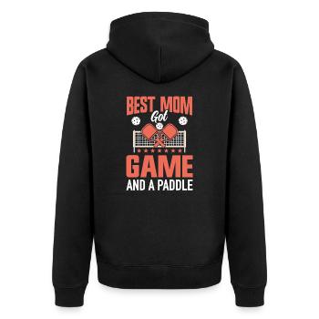 Pickleball Mom Paddleball Mom Paddle Game - Unisex Premium Organic Zip Hoodie - black - Back - Nico (187cm)