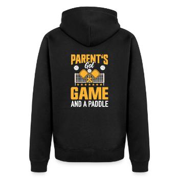 Pickleball Parents Paddleball Mom Dad Paddle - Unisex Premium Organic Zip Hoodie - black - Back - Nico (187cm)