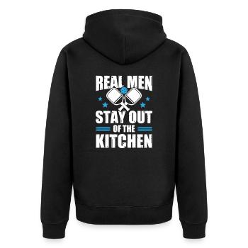 Les vrais hommes restent en dehors de la cuisine Pickleball Männer - Veste à capuche bio Premium Unisexe - noir - Dos - Nico (187cm)