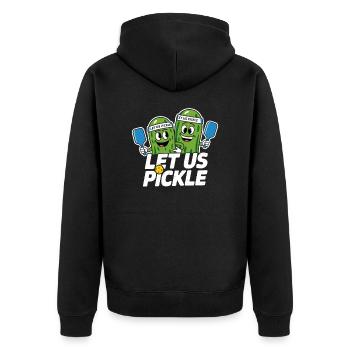 Lustiges Pickleball Gurken Liebhaber Ballsportart - Unisex Premium Bio Zip Hoodie - Schwarz - Hinten - Nico (187cm)