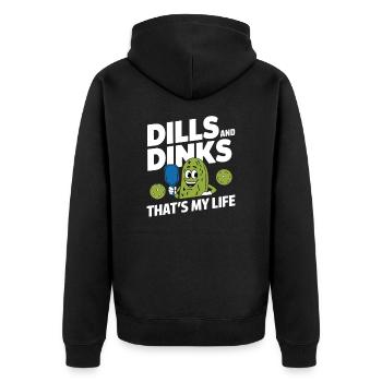 Pickleball Dinkball Dills And Dinks That's My Life - Unisex Premium Organic Zip Hoodie - black - Back - Nico (187cm)