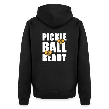 Pickleball Ready Paddleball Player Gift - Unisex Premium Organic Zip Hoodie - black - Back - Nico (187cm)