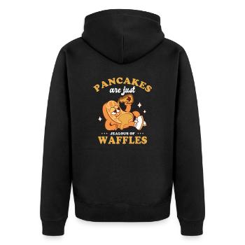 Belgian Pancakes Waffle Gift Waffle Chef - Unisex Premium Organic Zip Hoodie - black - Back - Nico (187cm)