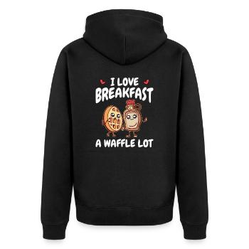 Breakfast Waffles - Waffle and Syrup Lovers - Unisex Premium Organic Zip Hoodie - black - Back - Nico (187cm)