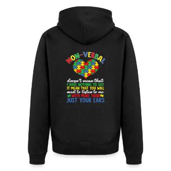 Autismus Puzzle Autism Awareness Therapy - Unisex Premium Bio Zip Hoodie - Schwarz - Hinten - Nico (187cm)