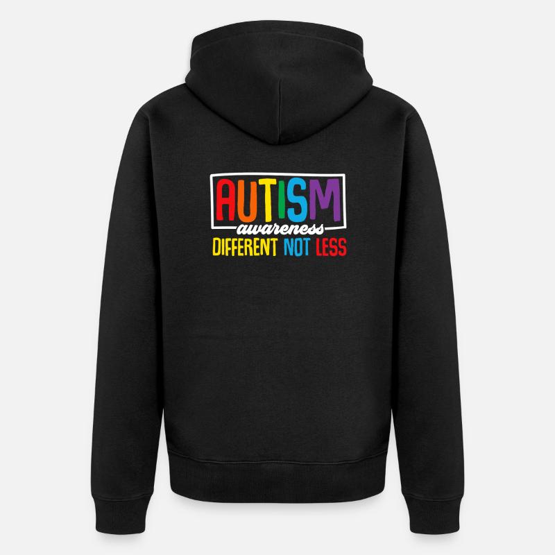 Autism Awareness Different Not Less - Unisex Premium Bio Zip Hoodie - Schwarz