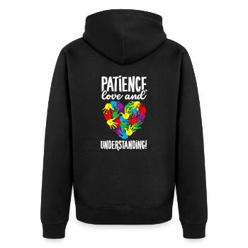 Autisme Communauté Coeur Coloré Mains Autiste - Veste à capuche bio Premium Unisexe - noir - Dos - Nico (187cm)