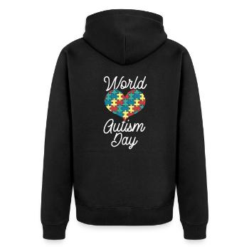 Autismus Puzzle Neurodiversität Welt Autismus Tag - Unisex Premium Bio Zip Hoodie - Schwarz - Hinten - Nico (187cm)