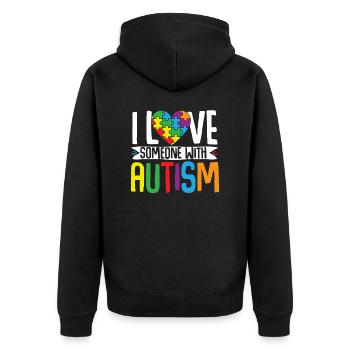 Autismus Puzzle - Liebe Eine Person Mit Autismus - Unisex Premium Bio Zip Hoodie - Schwarz - Hinten - Nico (187cm)