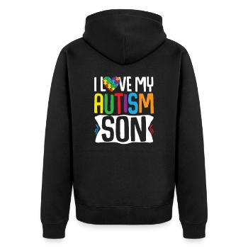 Cadeau de sensibilisation à l’autisme Parents Fils - Veste à capuche bio Premium Unisexe - noir - Dos - Nico (187cm)