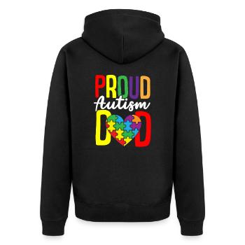 Autismus Puzzle - Stolzer Autismus Vater - Unisex Premium Bio Zip Hoodie - Schwarz - Hinten - Nico (187cm)