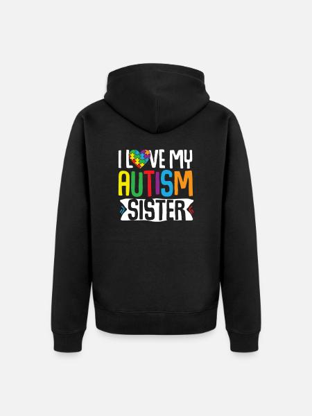 Autismus Bewusstsein Geschenk Bruder Schwester - Premium økologisk unisex-hættejakke - sort