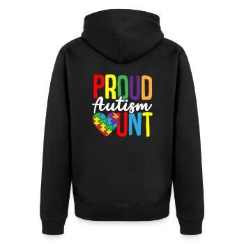 Autismus Puzzle - Stolze Autismus Tante - Unisex Premium Bio Zip Hoodie - Schwarz - Hinten - Nico (187cm)