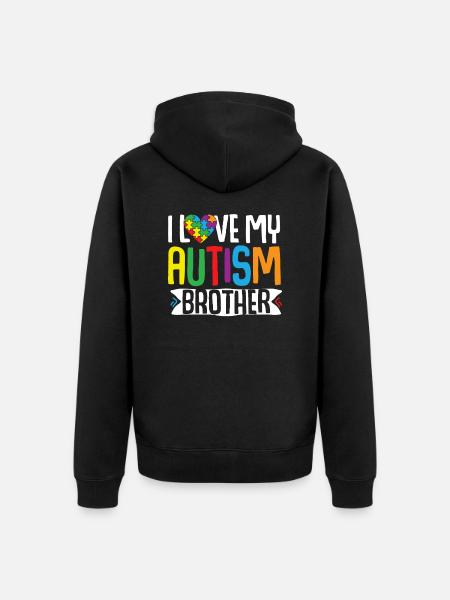 Autism Awareness Gift Sister Brother - Unisex Premium Organic Zip Hoodie - black