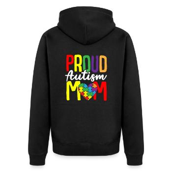 Autismus Puzzle - Stolze Autismus Mutter - Unisex Premium Bio Zip Hoodie - Schwarz - Hinten - Nico (187cm)