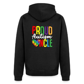 Autismus Puzzle - Stolzer Autismus Onkel - Unisex Premium Bio Zip Hoodie - Schwarz - Hinten - Nico (187cm)