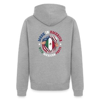 Fabriqué en Amérique avec des pièces mexicaines - Veste à capuche bio Premium Unisexe - gris chiné - Dos - Nico (187cm)