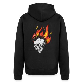 Black Orange Gothic Skull T Shirt - Unisex Premium Organic Zip Hoodie - black - Back - Nico (187cm)