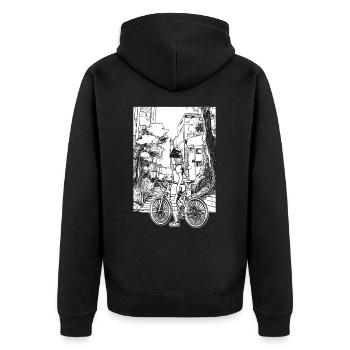 Chemise de motard élégante pour les aventuriers urbains - Veste à capuche bio Premium Unisexe - noir - Dos - Nico (187cm)
