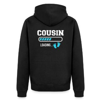 Cousin - Unisex Premium Bio Zip Hoodie - Schwarz - Hinten - Nico (187cm)