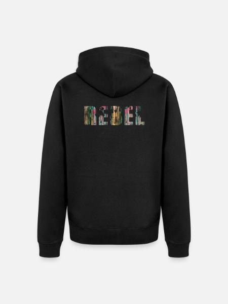 rebel,schrift,bunt,malerei,graffiti - Unisex Premium Bio Zip Hoodie - Schwarz