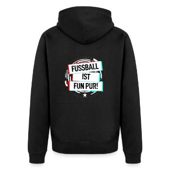 Fussball Ist Fun Pur - Unisex Premium Bio Zip Hoodie - Schwarz - Hinten - Nico (187cm)
