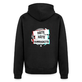 Hätte Hätte Fahrradkette - Unisex Premium Bio Zip Hoodie - Schwarz - Hinten - Nico (187cm)