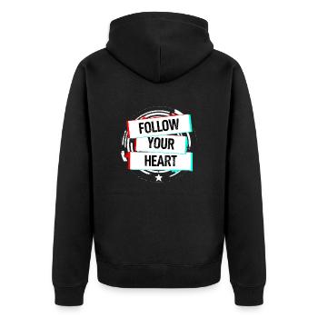 Suivez votre cœur - Veste à capuche bio Premium Unisexe - noir - Dos - Nico (187cm)