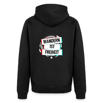 Wandern Ist Freiheit - Unisex Premium Bio Zip Hoodie - Schwarz - Hinten - Nico (187cm)