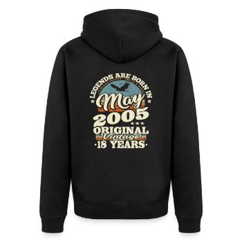 Legends are born in may 2005 - 18 years old - Unisex Premium Organic Zip Hoodie - black - Back - Nico (187cm)